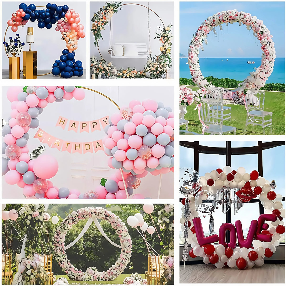 Metal Circle Stand Wedding Arche Round Balloon Arch Flower Gold Background Arch DIY Frame Birthday Party Baby Shower Decoration