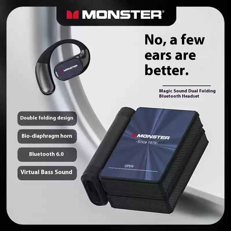 MONSTER AC530 Wireless Earphone Bluetooth Bone Conduction Ear Hanging Titanium Alloy Custom Double Folding Sports Earphones Gift
