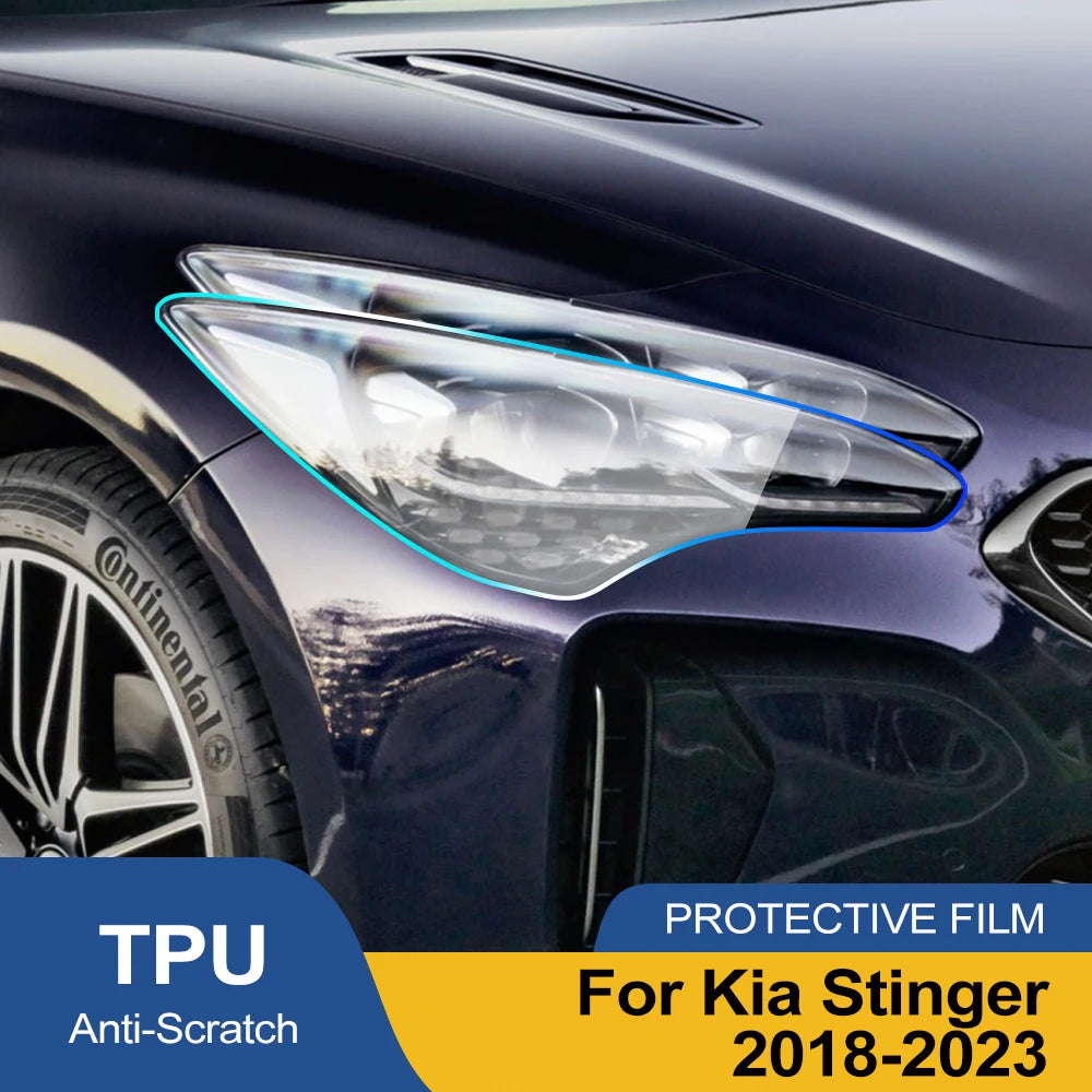 For Kia Stinger 2018-2023 Smoke Black High-Gloss Pre-Cut TPU Headlight Protective Film PPF Anti-Scratch Vinyl Wrap Cover Kit