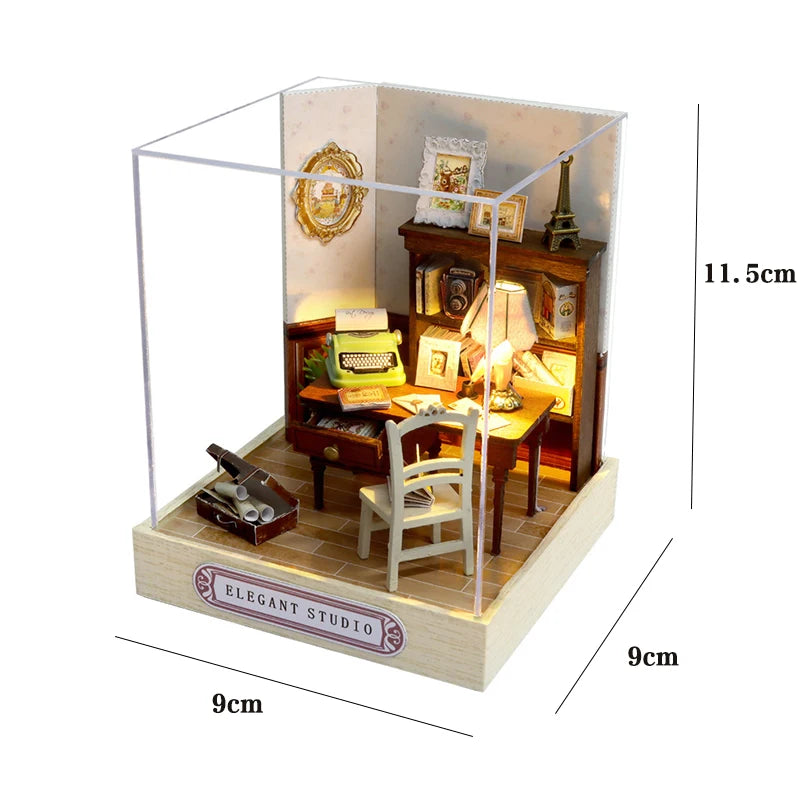 Mini Doll House Kit DIY Flower House Handmade 3D Puzzle Assembly Building Model Toys Home Bedroom Decoration with Furniture Gift