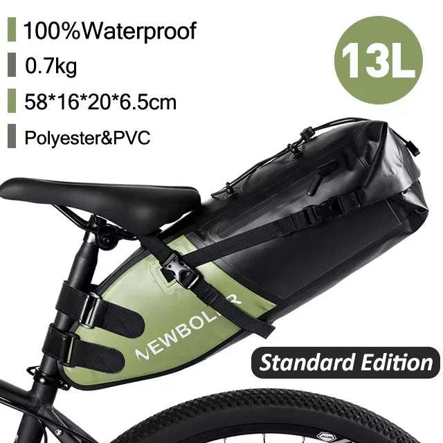 NEWBOLER Bicycle Bag Waterproof 13L Large Capacity Bicycle Saddle Bag Bicycle Foldable Tail Bag Mountain Bike Road Luggage