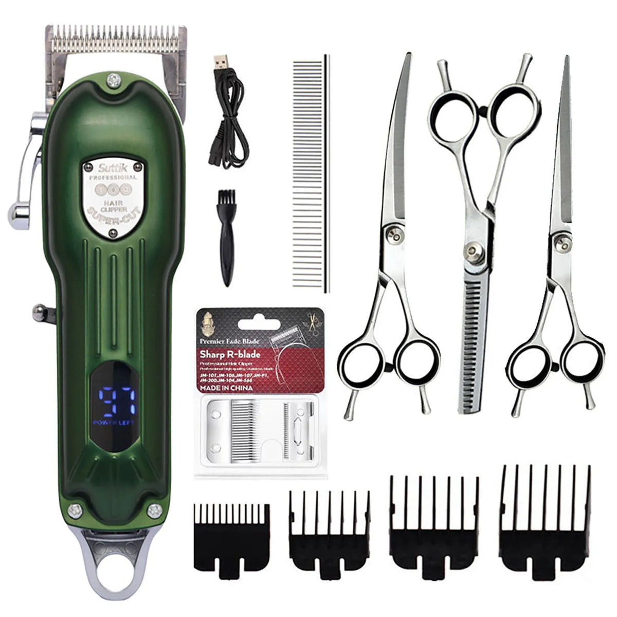 Rechargeable pet hair clipper all-metal dog & cat grooming trimmer low noise