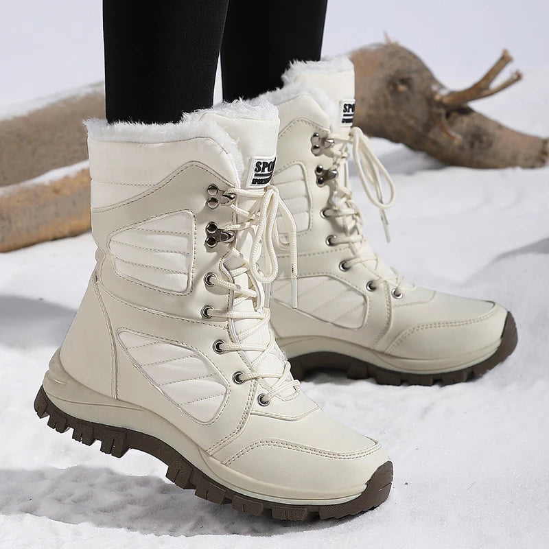 Winter Women Snow Boot High-top Waterproof Ankle Boots Ladies Thick Plus Warm Snow Hiking Boots Outdoor Cotton Shoes Sneakers