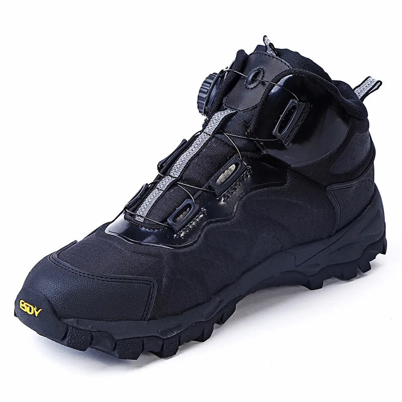 Lynjacye Brand ESDY Mid Cut Mens Hiking Boots with Quick Lace Knob Rock Climbing Shoes Women Anti Slip Skiing Cycling Shoes