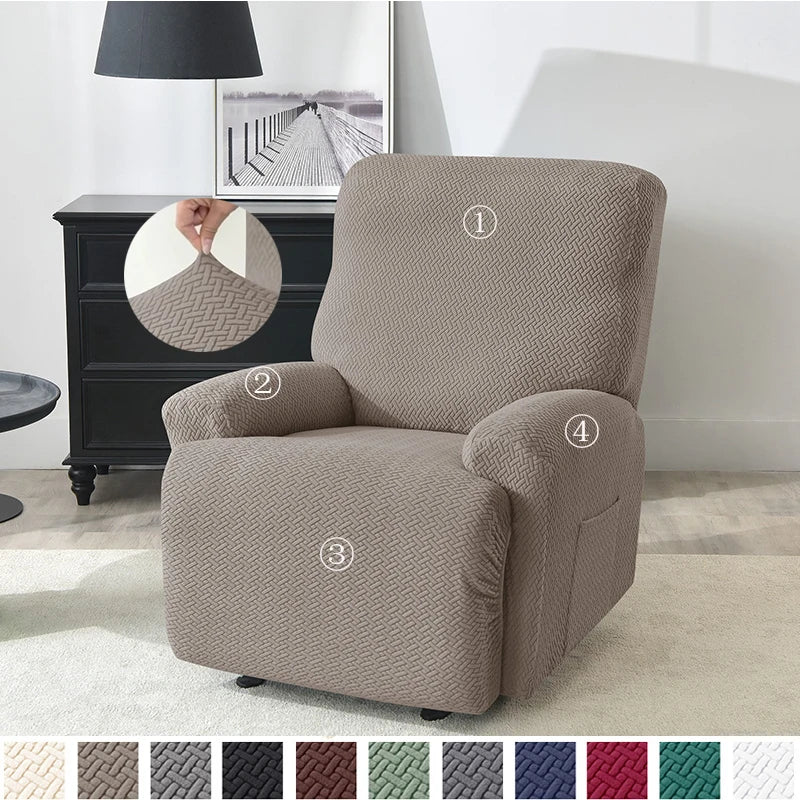 1-Seater Jacquard Recliner Chair Cover, Stretch Spandex Non-Slip Elastic Slipcover