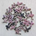 Wholesale 50pcs/lot  Fashion hot sell natural stone mixed color assort  cross pendants Charms fit Necklaces jewelry making