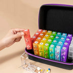 Monthly Pill Organizer Hard Case, 32 Compartments, 3 Times a Day, Black/Blue/Butterfly