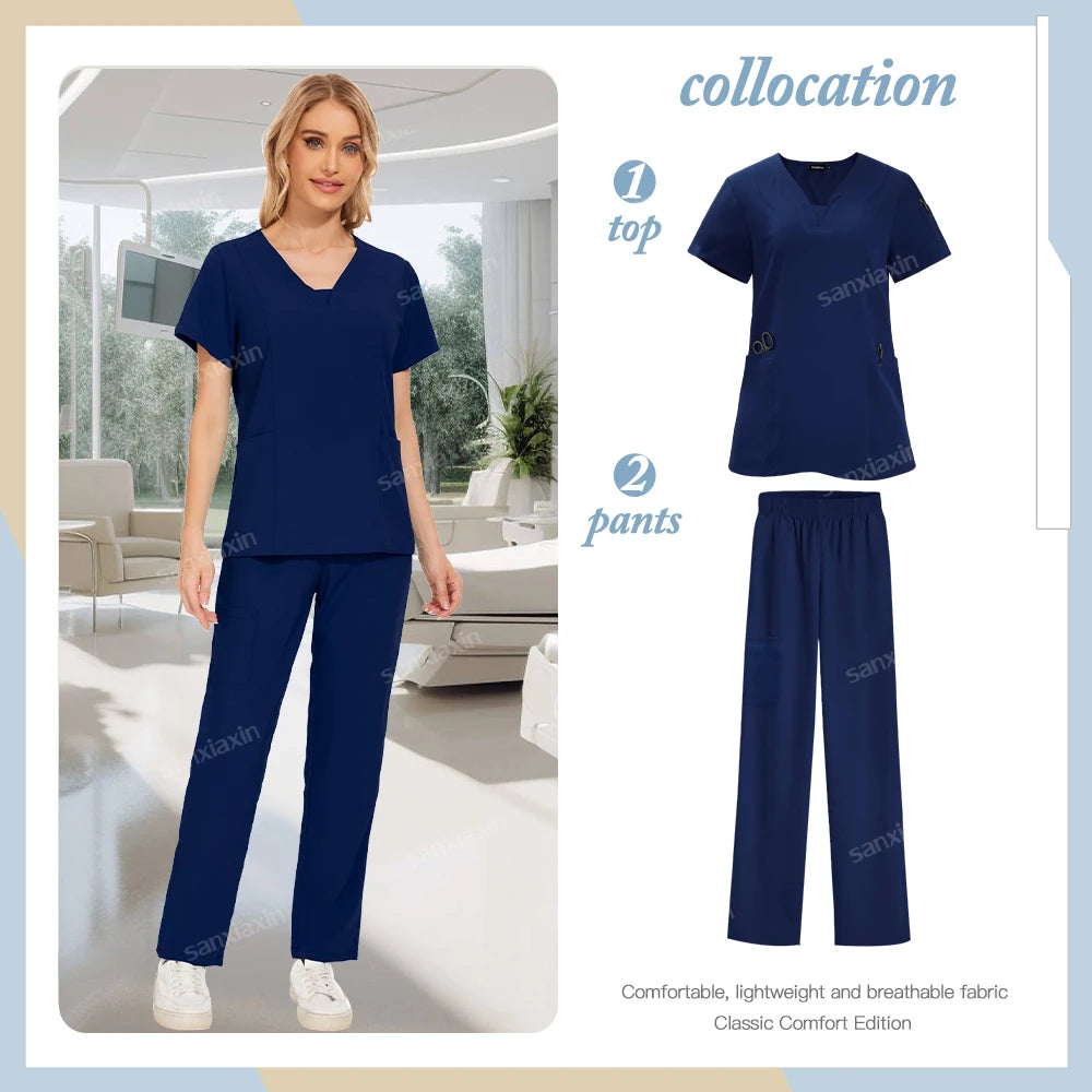 Niaahinn brand Set Women's Medical Uniforms Surgical Pajamas Nurse Uniforms Scrub Set Hospital Work Clothes Dental Surgery Suits