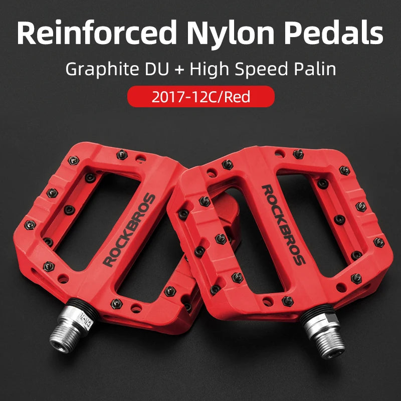 ROCKBROS Bicycle Pedals Ultralight Sealed Bearings Nylon Bike Pedals Anti-Slip MTB Road Flat Platform Cycling Pedal Accessories