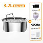 ROJECO Stainless Steel Cat Water Fountain Automatic Cat Drinker Drinking Fountain For Cats Dogs Pet Water Dispenser Accessories