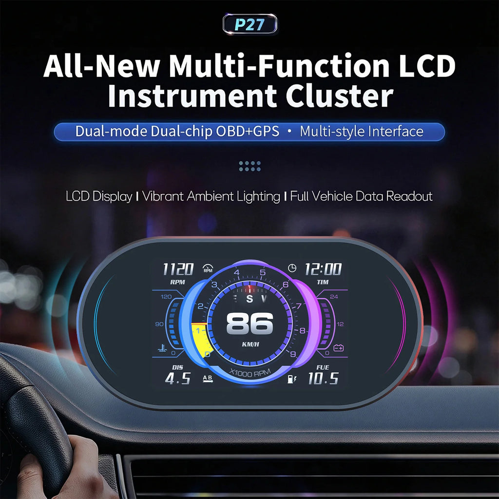Car GPS+OBD HUD LCD Display OBD2 Head Up Display Car Electronics Accessories Speed Fuel Level RPM Voltage Water Temperature P27