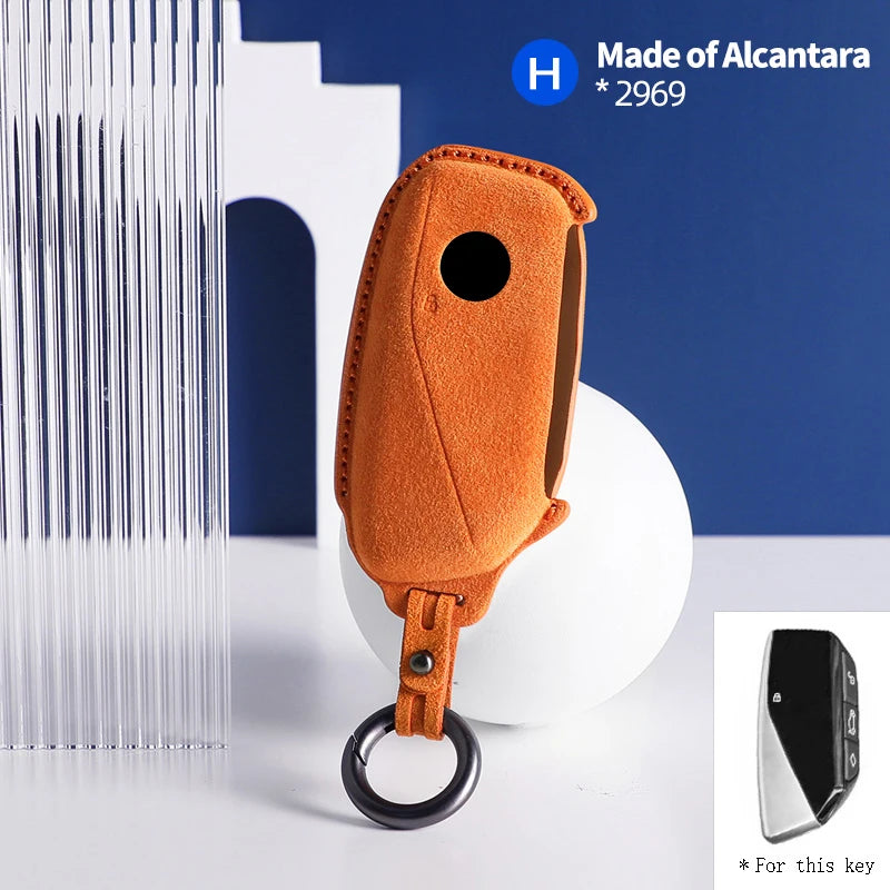 Alcantara Car Key Fob Cover Case for BMW 7 Series 735i 740Li i7 X7 X1 U11 G07 LCI XM