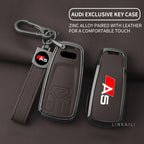 Suitable for Audi A5 Sports 2017 2019 2021 2022 Zinc Alloy Car Key Case Leather Fashion Car Keychain Auto Accessories