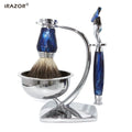 iRAZOR Royalblue 5-Layer Fusion Safety Razor Shaving Kit - Barber Tool Accessories Unique Father's Day Gift for Men