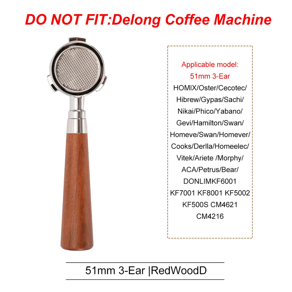 51mm Coffee Bottomless Portafilter With Filter Basket For Homix H11 Oster Cecotec Hibrew Espresso Machine Handle Cafe Tools