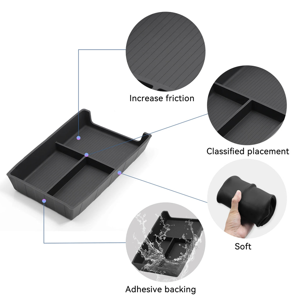 for BYD Sealion 7 2024 2025 Center Console Lower Storage Box Car Storage Tray TPE Organizers Tidying Interior Accessories
