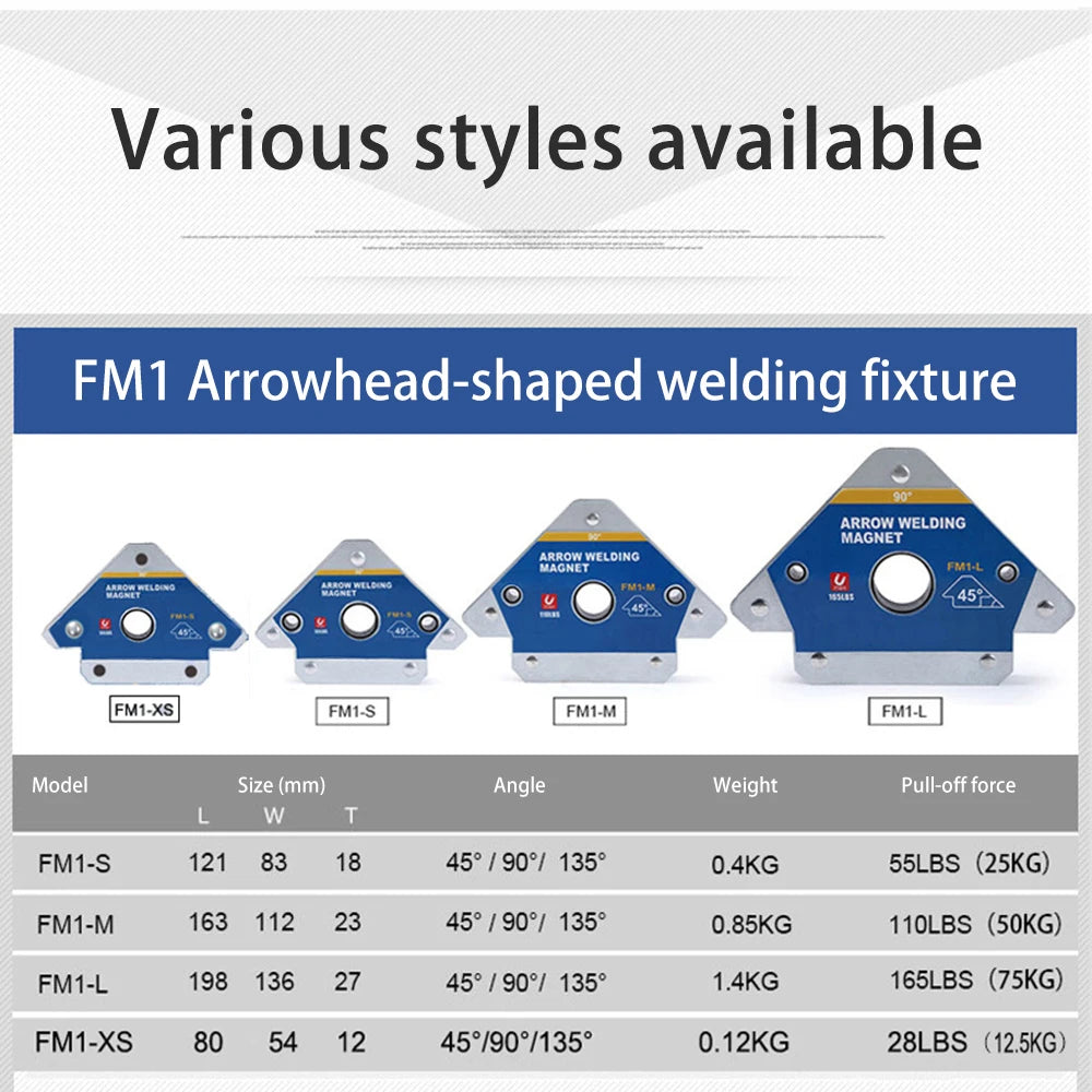 12.5/25/50/75Kg Magnetic Welding Holders Angle Solder Arrow Magnet Weld Fixer Positioner Ferrite Holding Auxiliary Locator Tools