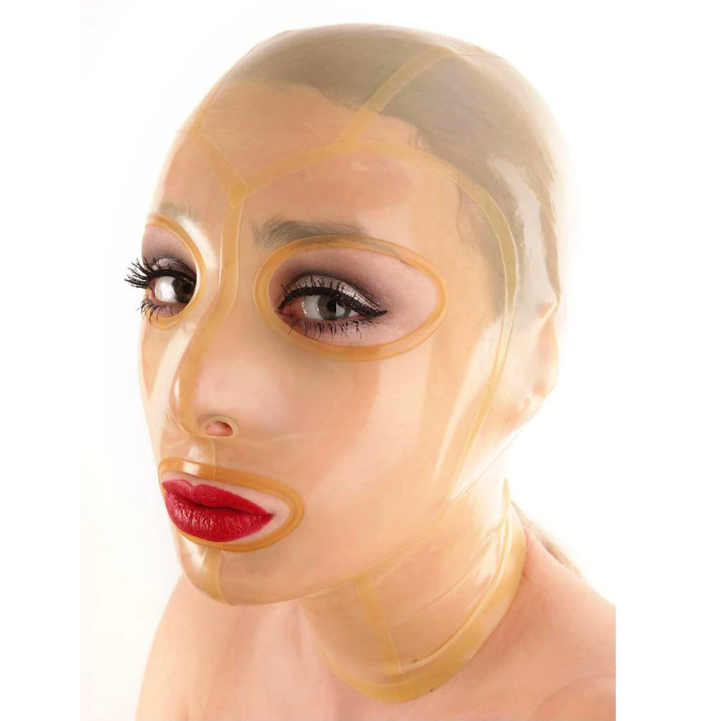 Red Latex Mask Catsuits Bodysuit Hood Cosplay Mask Party Latex Hoods Rubber Hood