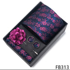 New Designer Blue Red Green Paisley Ties For Men Wedding Party Neck Tie Luxury Tie Pocket Square Cufllink Brooch Set