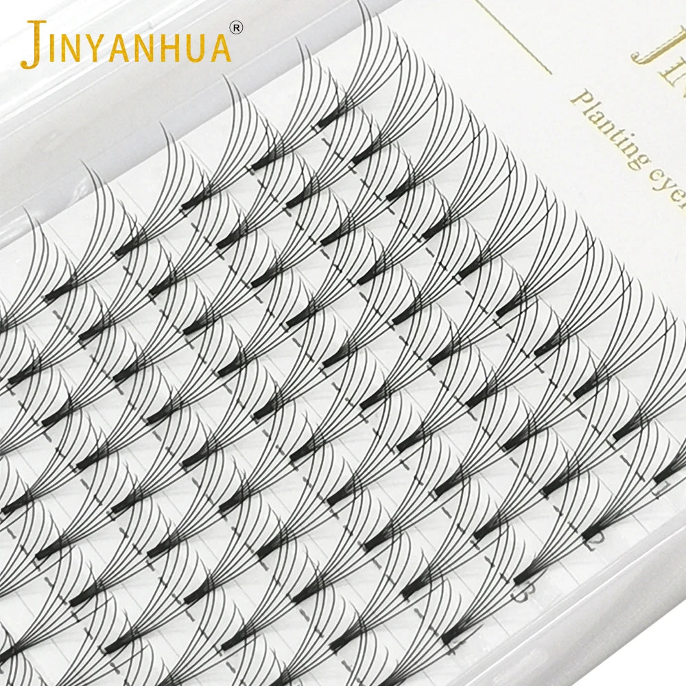 JINYANHUA Pre-Made Volume Lash Extension Fans Short Stem 0.07mm C/D Curl 8-15mm