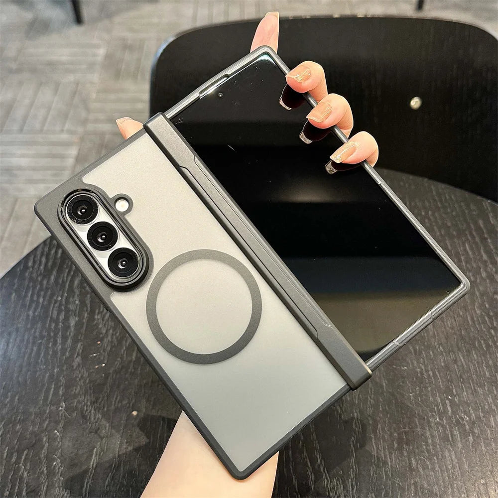 Fold7 Case Cover For Magsafe Magnetic Matte Phone Case For Samsung Galaxy Z Fold 7 5G 2025 Transparent Hinge Protection Cover