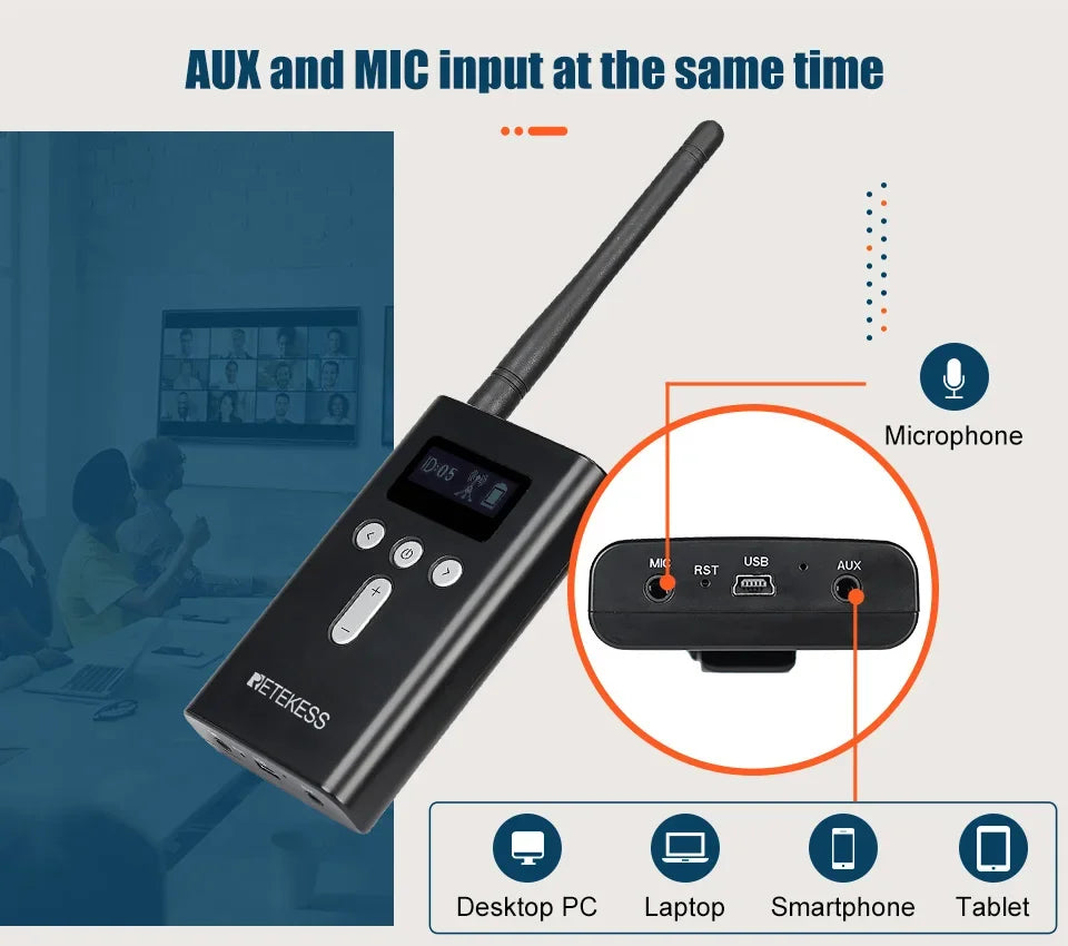 Retekess T130S Tour Guide System Audio Guide, 2nd Gen T130 Mic Long Standby Transmitter Receivers Radio Guide For Tour Training