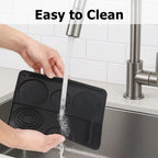 Silicone Coffee Maker Mat 3 in 1 for Most Home Espresso Machines Large Anti-Slip Silicone Mat Tray Bar Mat Black Grey Pad