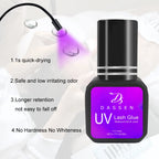 Dassen 5ml UV Eyelash Extension Glue 1S Fast Drying Strong Hold Long Lasting Non-Irritating Adhesive for Mink Lash Professional