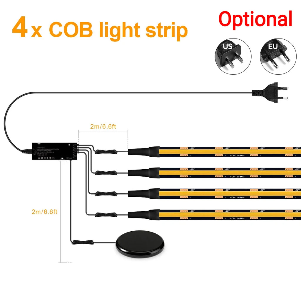 4x LED Strip / Natural White / 1M Per Strip / EU Power Plug