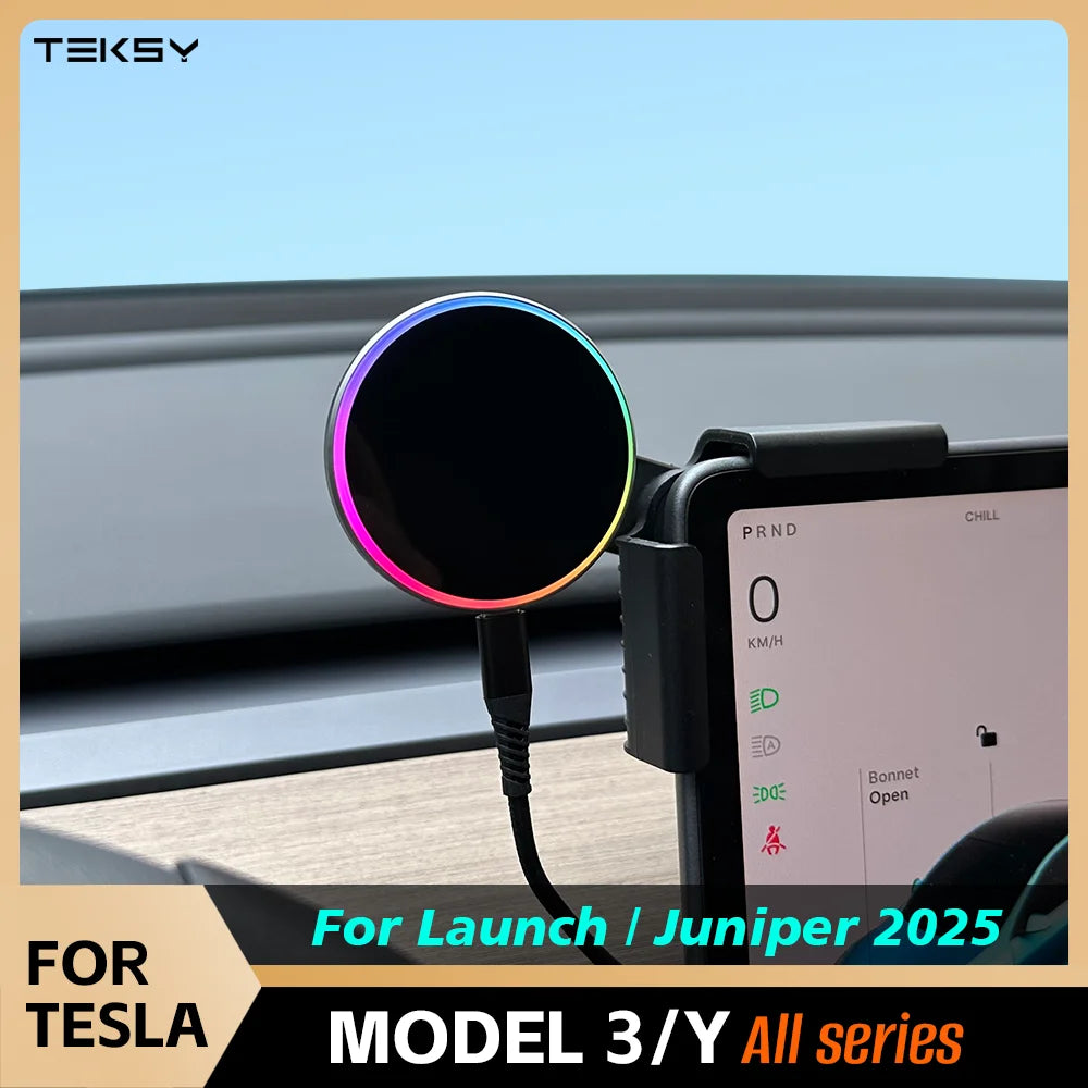 Car Phone Mount Holder 15W and 25W Qi2.2 Magnetic Wireless Charger Compatible with MagSafe for Tesla Model Y 3 JUNIPER 2026