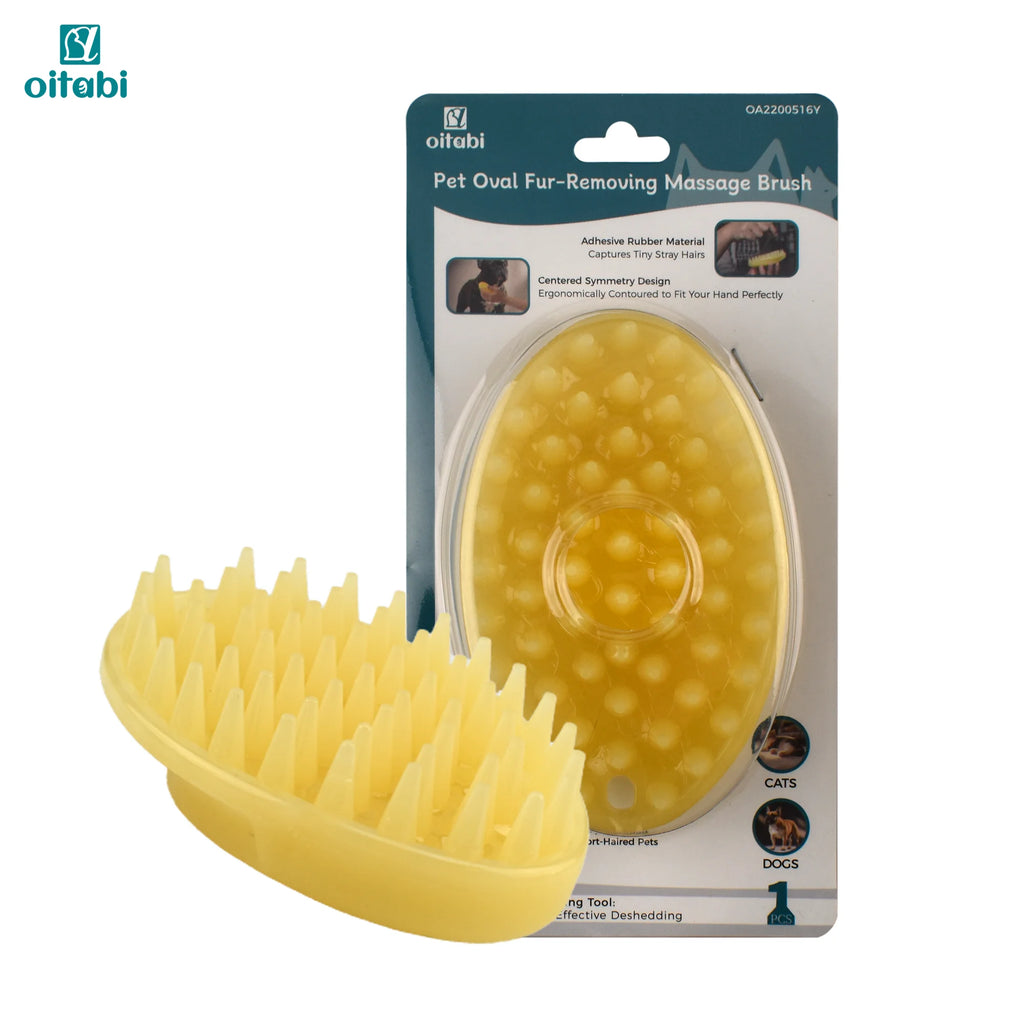 Oitabi Soft Rubber Pet Brush for Short Hair Dogs & Cats, Wet/Dry Grooming Massage, 70x110mm