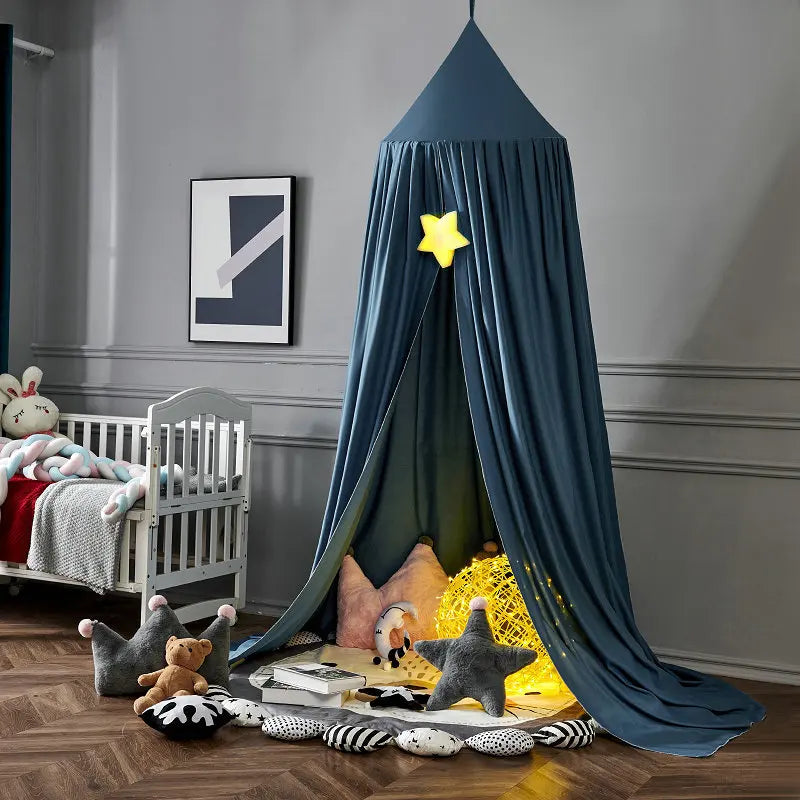 Battilo Kids Bed Mosquito Net Bed Canopy for Boys & Girls Room Bed Curtain for Child Crib Children Tent Hanging Round Play Tent