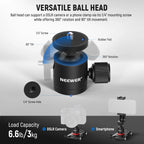 NEEWER Camera Slider Dolly with Ball Head & Phone Clamp 4 Wheeled Tabletop Dolly Manual Skater with 360° Panorama