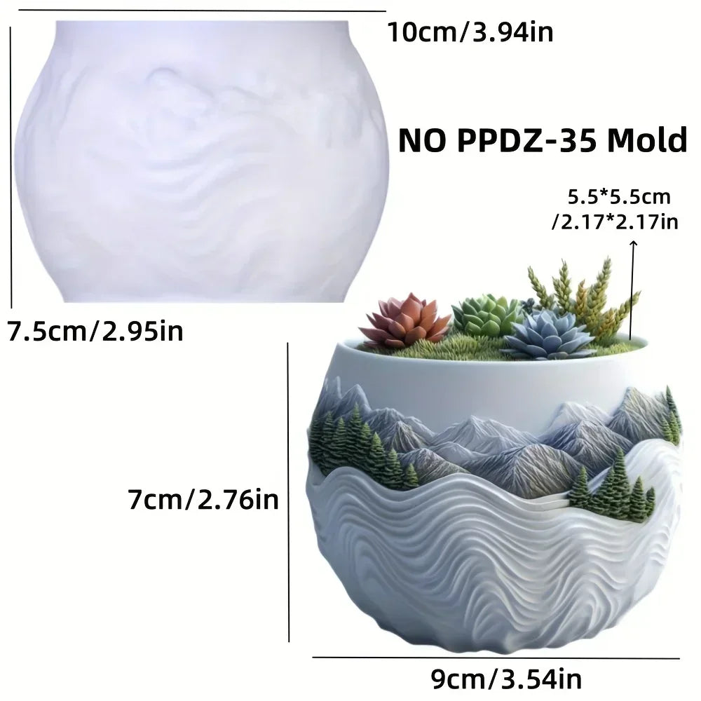 Mountain relief succulent plant flowerpot resin silicone mold mountain stream flowing water storage box candle cup gypsum molds