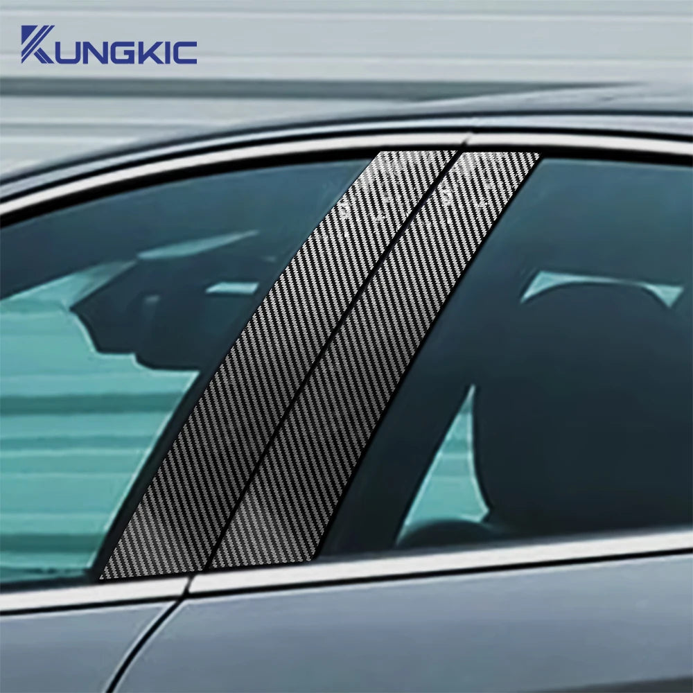 For Alfa Romeo Giulietta 940 2010 2011 2012 2013 2014 2015 2016 2017 2018-2020 Glossy Black B Pillars Sticker Carbon Fiber Style
