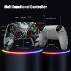 PS5 wireless controller gamepad with turbo, vibration, programmable buttons, RGB light