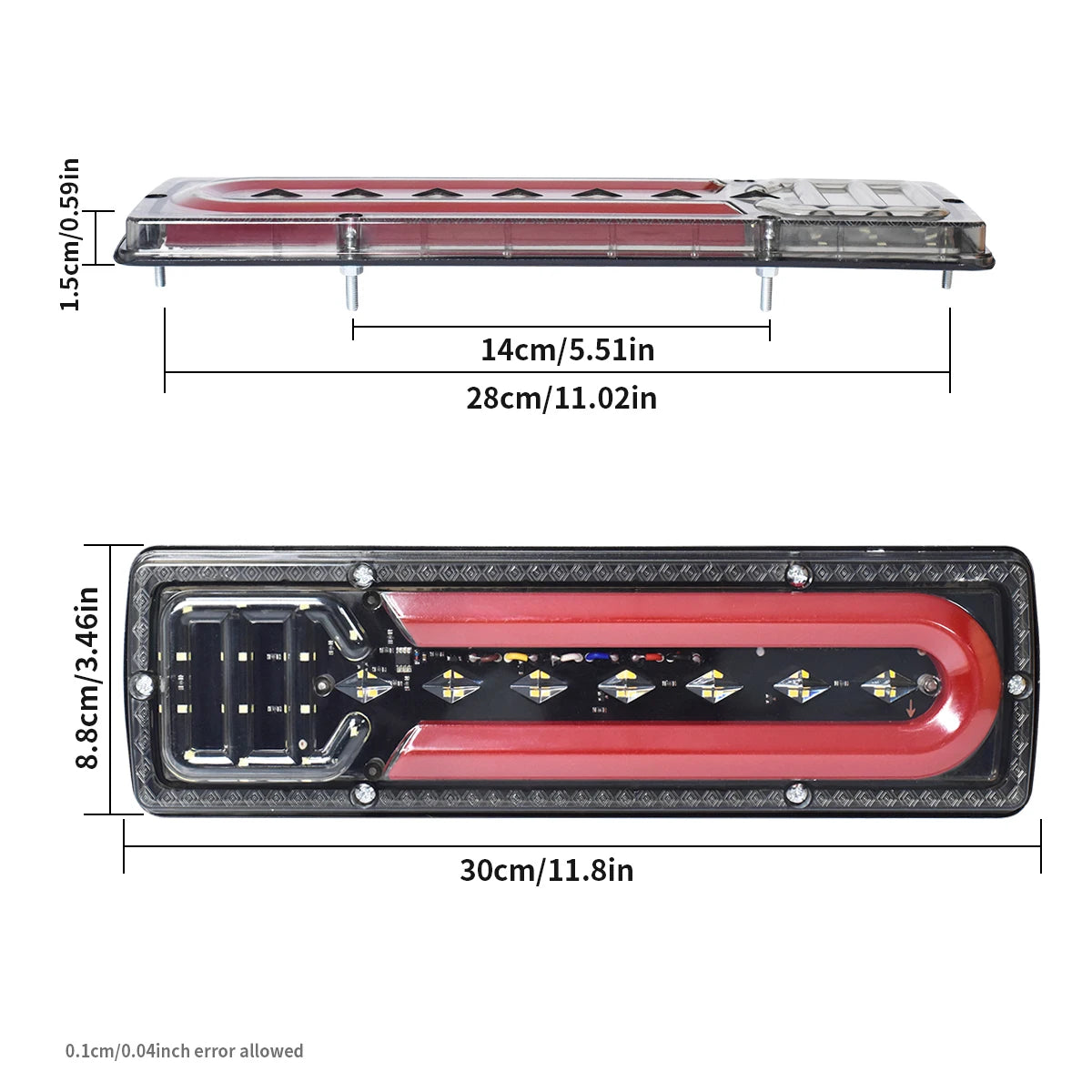 2Pcs LED taillights turn signals brake lights and reversing lights suitable for trucks buses tractors lorries pickups and RVs