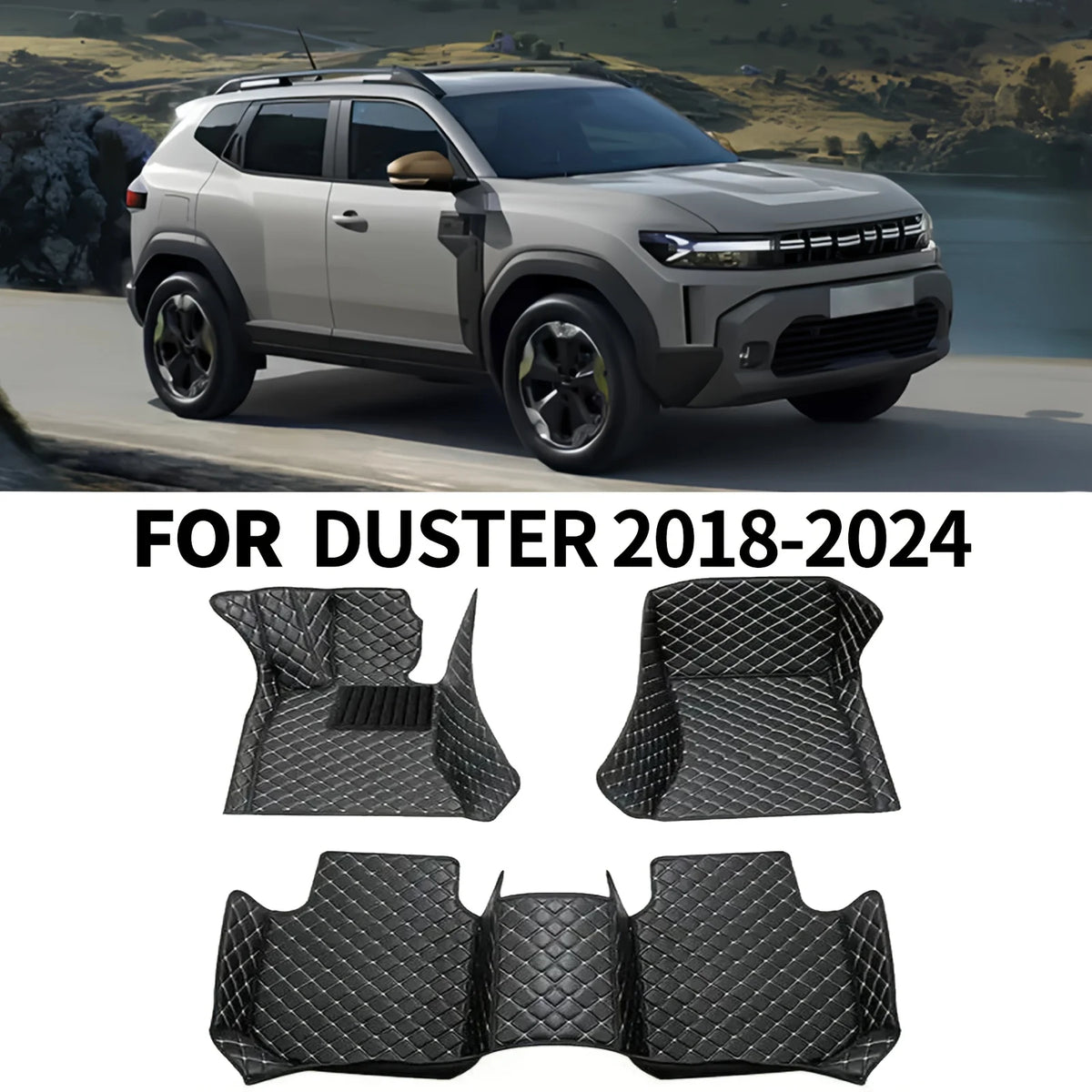 Custom Fit Car Floor Mats for Dacia Duster 2018-2024, Easy Clean Interior Set