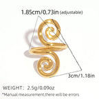 Vintage Metal Irregular Smooth Spiral Ring Set Women's 18k Gold Plated for Everyday Wear, Vacation Travel