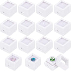 36 Pack Gemstone Display Box White Acrylic Diamond Display Case Jewelry Box Container for Gems Coins Diamond Gift Packing