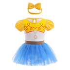 Infant Baby Girl Jumpsuit Dress Little Girl Princess Romper Dress With Headbands Kids Clothes Size 70-80-90-100