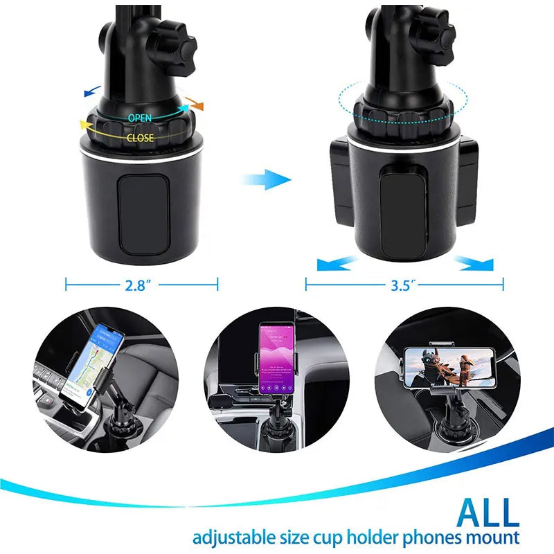Universal Car Phone Holder Cellphone Mount Stand Adjustable Car Cup Phone Mount for iPhone 14 13 12 Por MAX Samsung