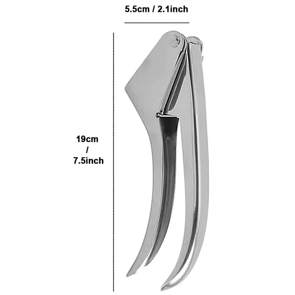 Stainless Steel Garlic Press Ginger Juicer Heavy-Duty Manual Mincer Garlic Crusher for Soups Salads Dips Easy-Clean Kitchen Tool