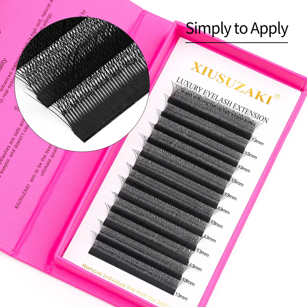 XIUSUZAKI 5 Trays/lot 5DW Lashes Extensions Matte Black W Shaped Premade Volume Fans False Eyelashes Extensions Makeup Tools