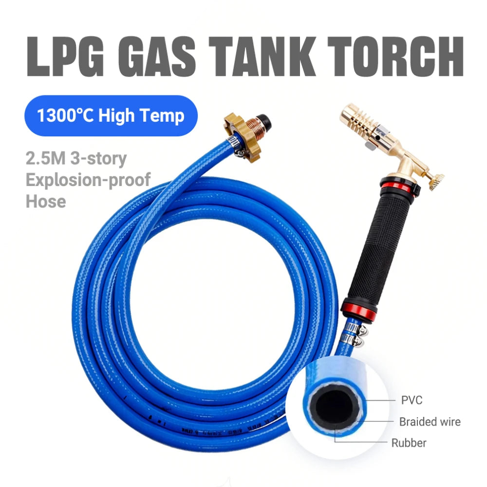 High Temperature Welding Torch 1300℃ with Propane Gas System - Copper Silver Aluminum Soldering Tool for Metal Melting Work