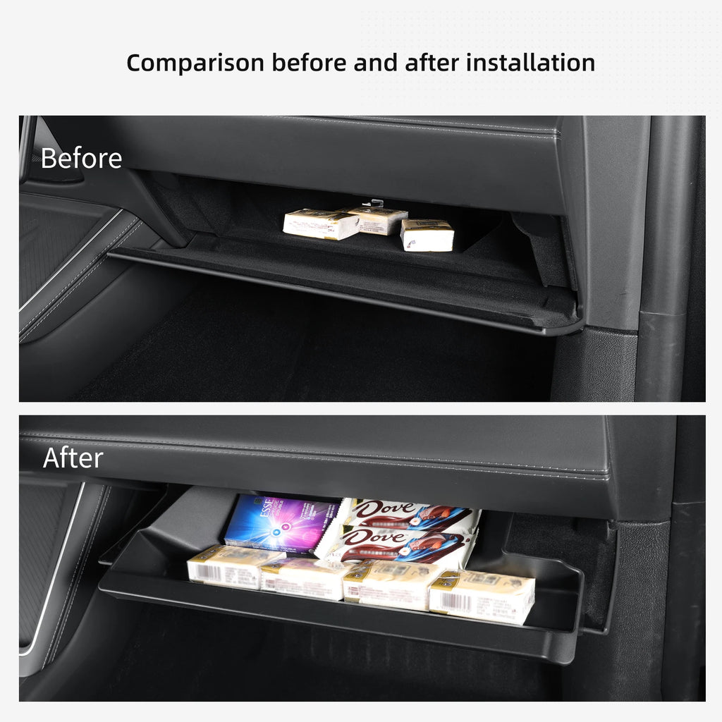 LUCKEASY LHD for Tesla Model Y Launch 2025 2026 Juniper (not for RHD) Car Glove Box Tray Pallet Case Organizer Accessories