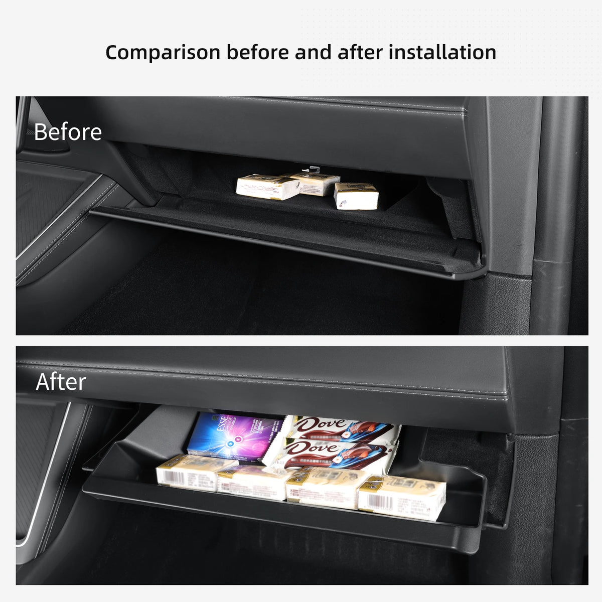 LUCKEASY LHD for Tesla Model Y Launch 2025 2026 Juniper (not for RHD) Car Glove Box Tray Pallet Case Organizer Accessories