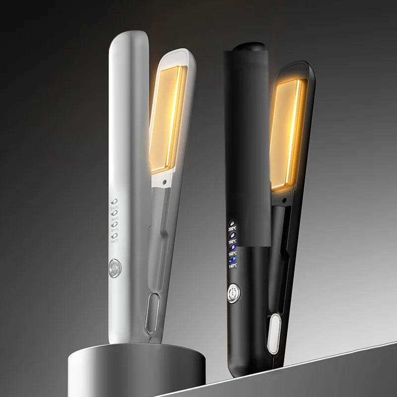 2-in-1 Wireless Curling Iron/Straightener with USB Rechargeable and Four Temperature Controls  Mini Portable Corn Puff Volumizin