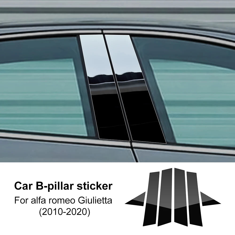 For Alfa Romeo Giulietta 940 2010 2011 2012 2013 2014 2015 2016 2017 2018-2020 Glossy Black B Pillars Sticker Carbon Fiber Style