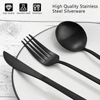 30-Piece Black Premium Food-Grade Stainless Steel Silverware Set, Include Forks, Spoons and Knives Set, Dishwasher Safe Utensil
